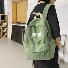 Canvas Laptop Student Bag Women Men College Bag Travel Backpack