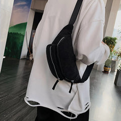 Women's Corduroy Waist Zipper Chest Bag