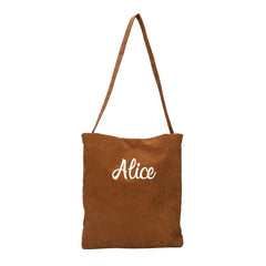 Personalized Corduroy Women's Tote Bag with Embroidery