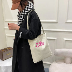 Personalized Corduroy Women's Tote Bag with Embroidery