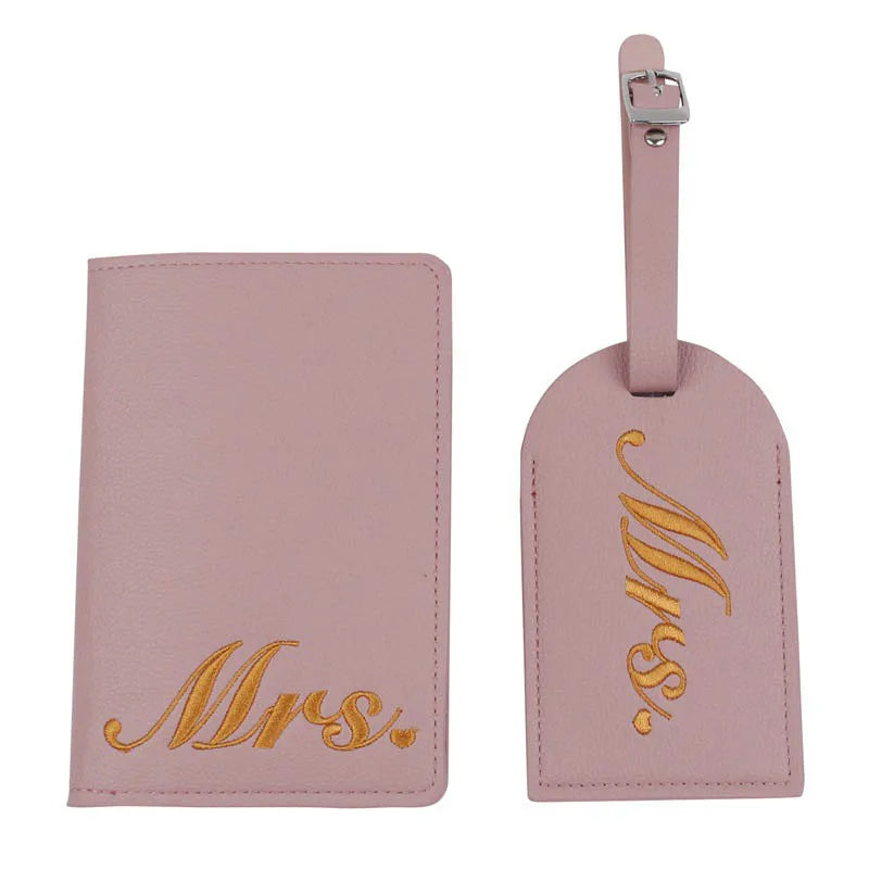 Embroidery Mr Mrs Lover Wedding Passport Cover Set