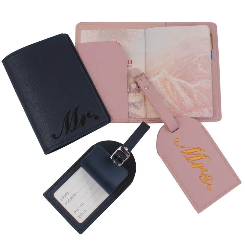 Embroidery Mr Mrs Lover Wedding Passport Cover Set