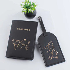 World Map Lover Couple Wedding Passport Cover Case Set