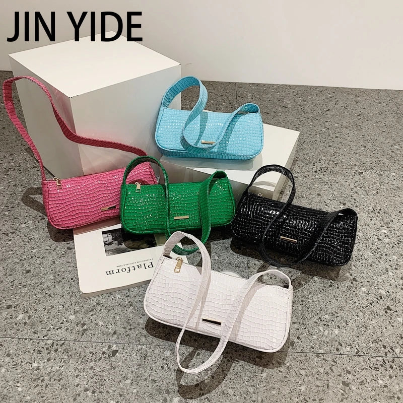 Crocodile Pattern Small PU Leather Shoulder Side Bags for Women