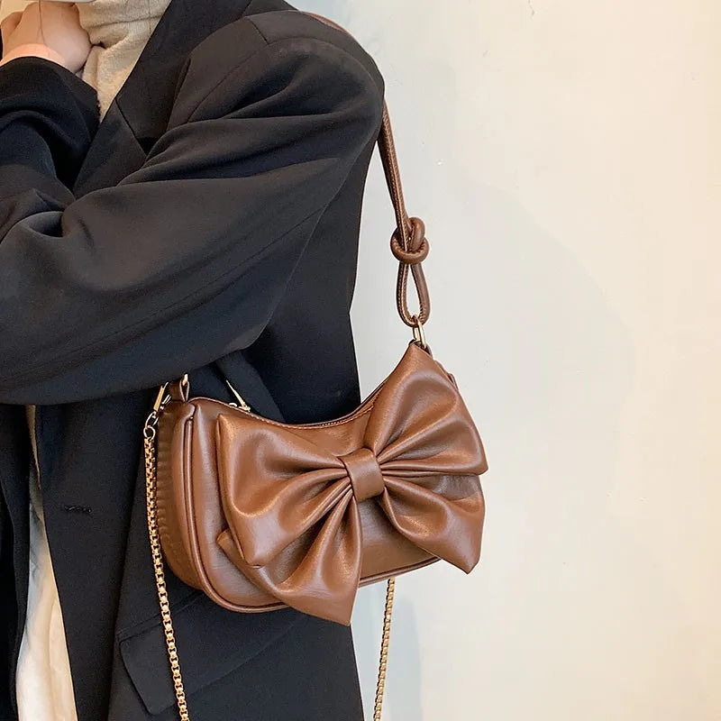 Crossbody Chain Sling Bag Bowkont PU Leather Lady Totes Purse Han