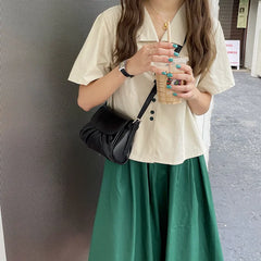 Small Cloud Handbag for Women Soft Waxy Bag