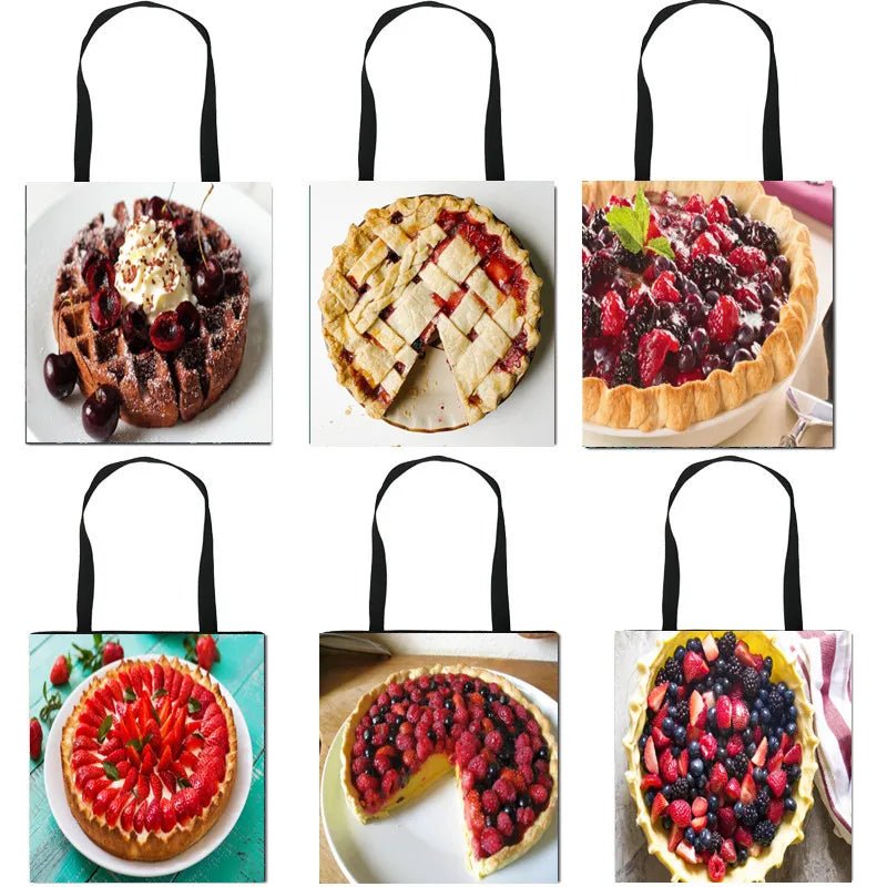 Fruit Cake Print Women Shoulder Bag Eco Reusable Shopper Bags