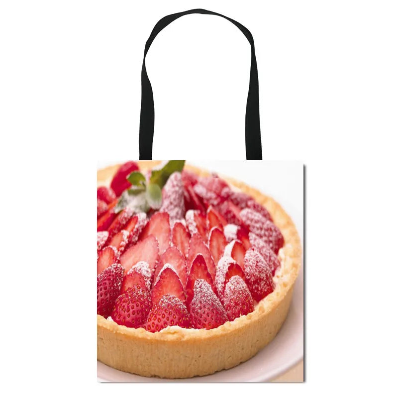 Fruit Cake Print Women Shoulder Bag Eco Reusable Shopper Bags