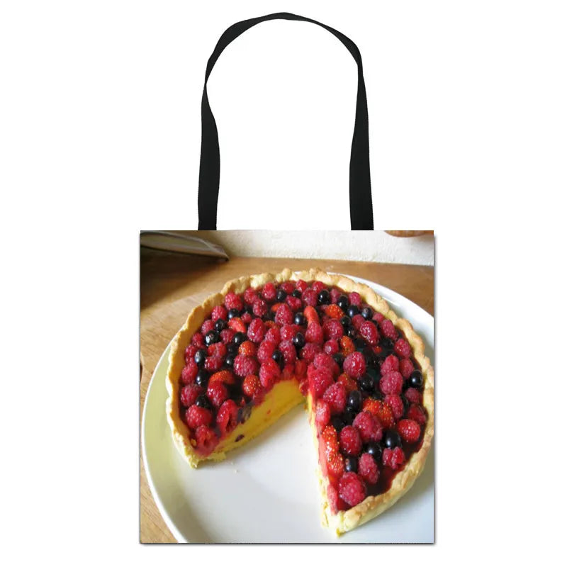 Fruit Cake Print Women Shoulder Bag Eco Reusable Shopper Bags