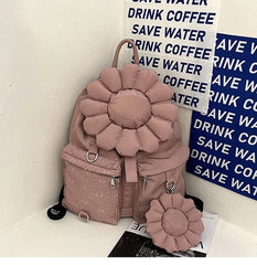 3D Flowers Women Backpack Durable Nylon School Bag Pretty Style Girls Backpack