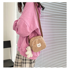 Bear Plush Messenger Bag for Women, Small Shoulder Bag