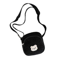 Plush Bear Messenger Bag for Women - Small Shoulder Bag