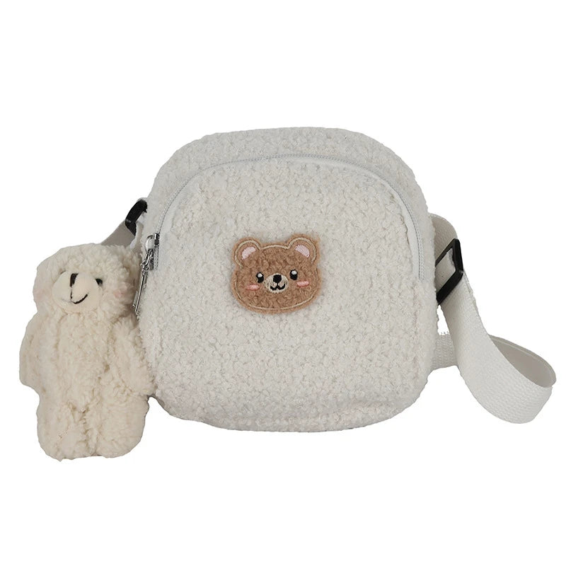Plush Bear Messenger Bag for Women - Small Shoulder Bag