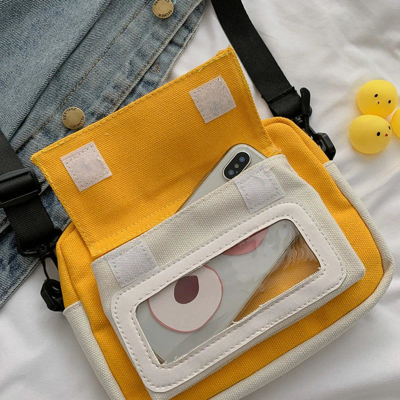 Chick Canvas Shoulder Bag for Women Mini Crossbody Bag Lady's Square Bag