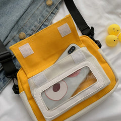 Chick Canvas Shoulder Bag for Women Mini Crossbody Bag Lady's Square Bag