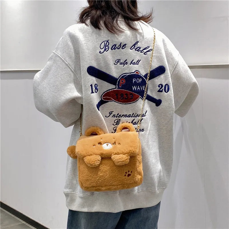Plush Bear Bag Doll Shoulder Bag Female Plush Messenger Bag