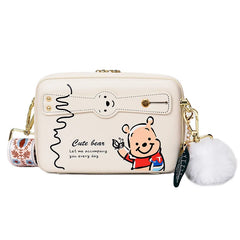 Women's Small Shoulder Bag with Bear Print