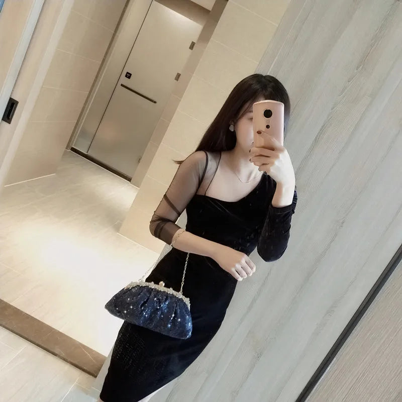 Sequin Clutch Bag Diamonds Women's Wallet Chain Shoulder Evening Bags
