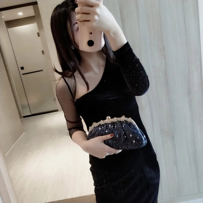 Sequin Clutch Bag Diamonds Women's Wallet Chain Shoulder Evening Bags