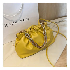 Pleated Shoulder Bag with Clutch Chains and Dumpling Clip