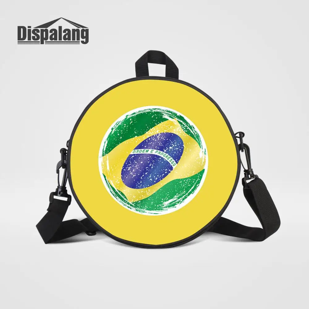 Brazil National Flag Prints Round Backpack for Kids