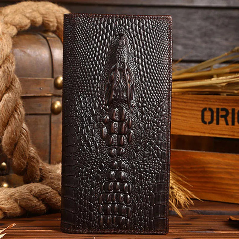 Men's Leather Wallet Long Cowskin Money Bag PJ012