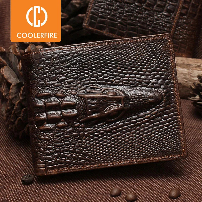 Men's Leather Wallet Long Cowskin Money Bag PJ012