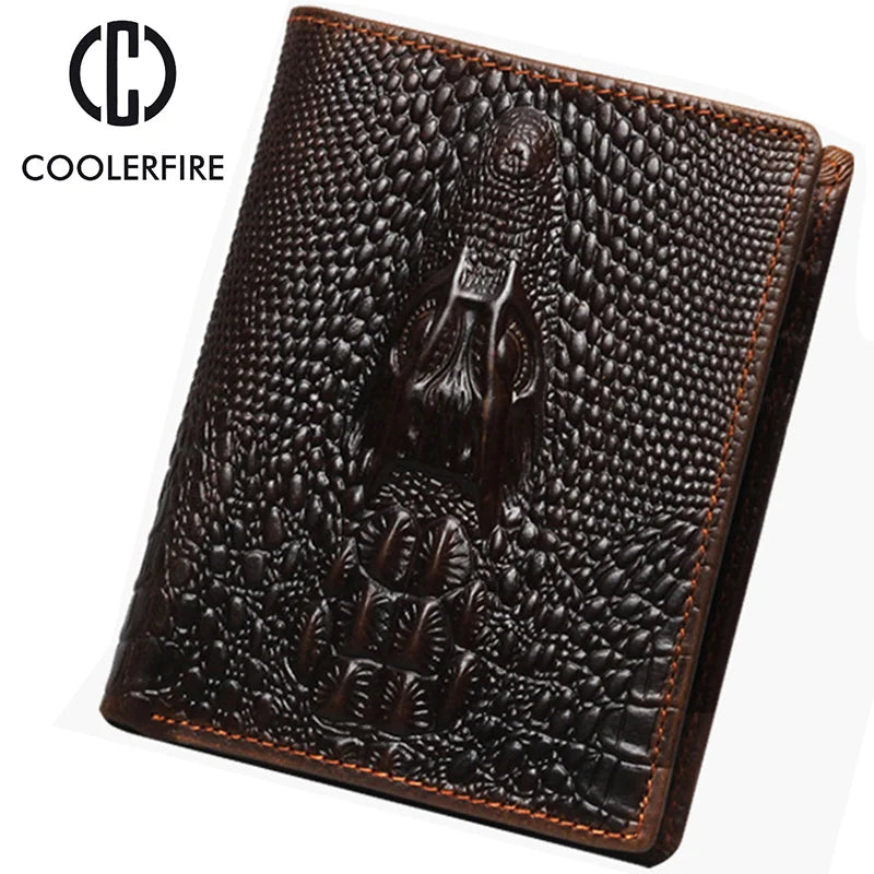 Men's Leather Wallet Long Cowskin Money Bag PJ012