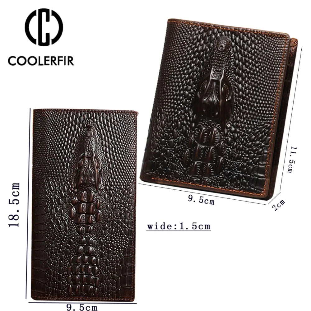 Men's Leather Wallet Long Cowskin Money Bag PJ012