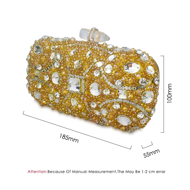 Women's Sequined Evening Bag Beaded Floral Messenger Clutch Chain