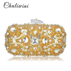 Women's Sequined Evening Bag Beaded Floral Messenger Clutch Chain