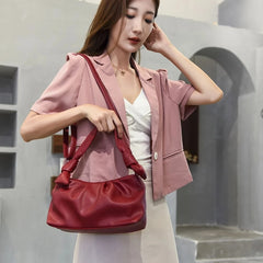 Women Travel PU Leather Armpit Bag Double Shoulder Straps
