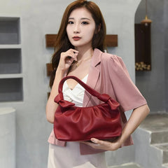 Women Travel PU Leather Armpit Bag Double Shoulder Straps