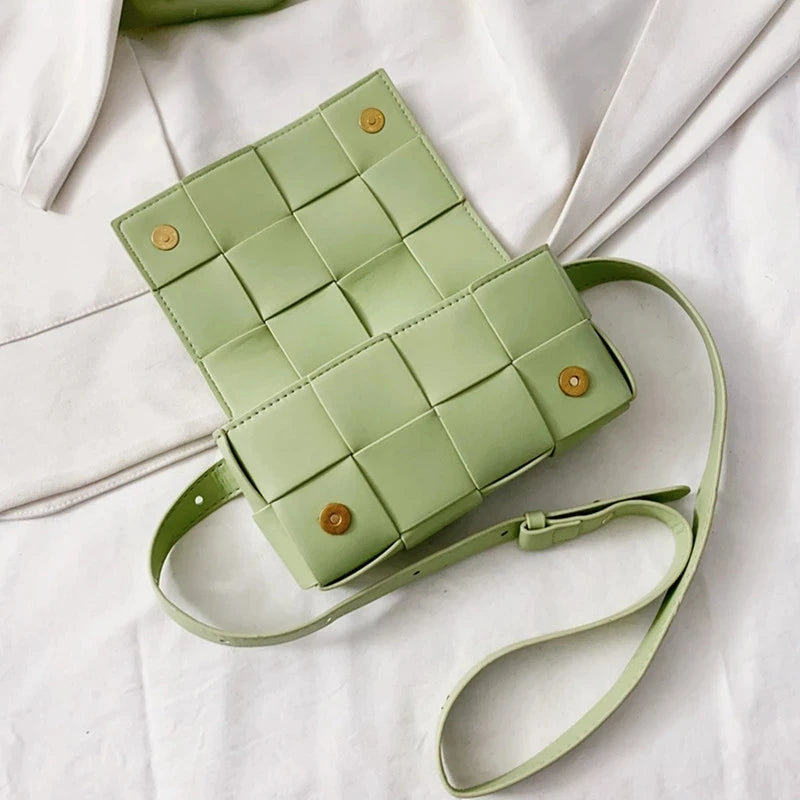 Braided Plaid Shoulder Bag Mini Crossbody Bag