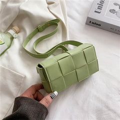 Braided Plaid Shoulder Bag Mini Crossbody Bag