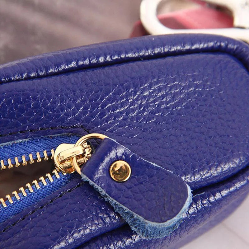Retro Car Key Holder Leather Zipper Oval Home Key Case