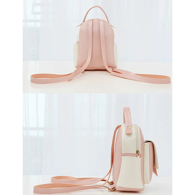 Women Leather Mini Backpack Soft Touch Multi-Function Small Backpack