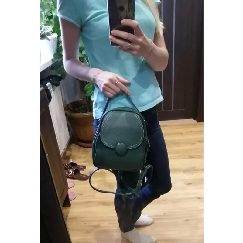 Women Leather Backpack Mini Soft Touch Multi-Function Small Backpack Female