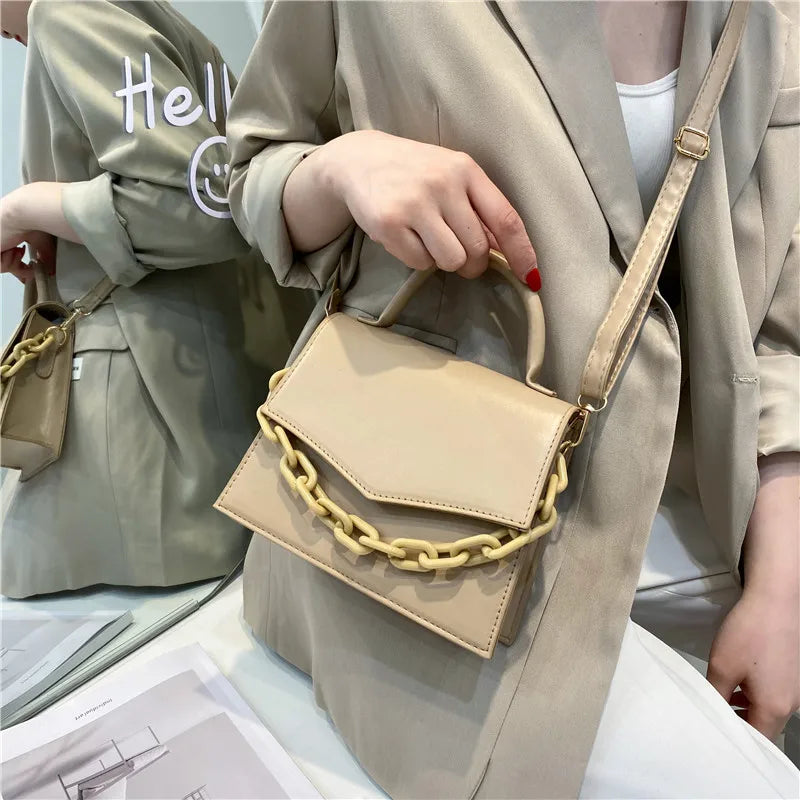 Solid Crossbody Bags for Women Small Flap Handle Bag