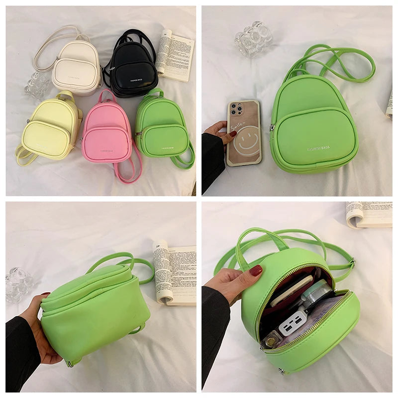 Mini Backpack Women Bag Pack Small Phone Pouch Soft PU Leather Schoolbag Lady Gi