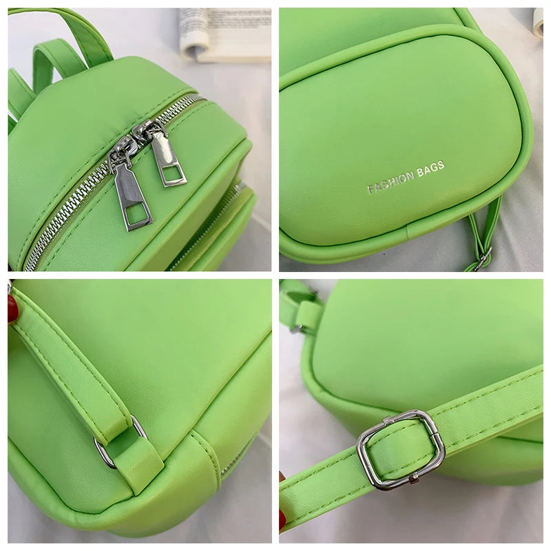 Mini Backpack Women Bag Pack Small Phone Pouch Soft PU Leather Schoolbag Lady Gi