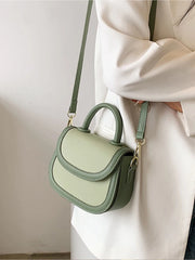 Small Contrast Handbag Women's Top Handle Tote Bag