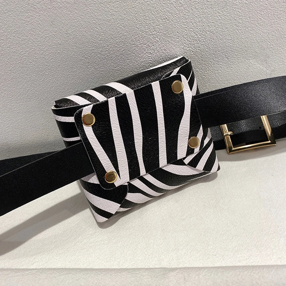 Leopard Waist Bag Women PU Leather Flap Pack Shoulder Cross Chest Pouch
