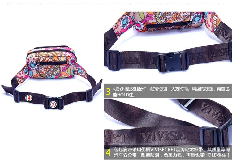 Waterproof Floral Waist Bum Camera Belt Bag Fanny Pack