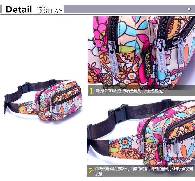 Waterproof Floral Waist Bum Camera Belt Bag Fanny Pack