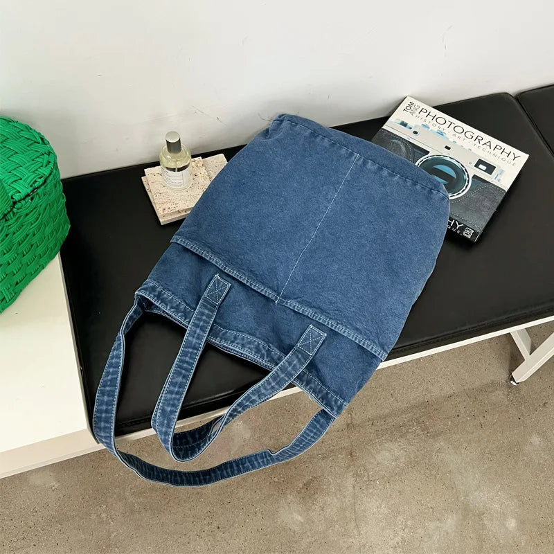 Canvas Tote Shoulder Bags Men Women Solid Handbags School Book Shopper