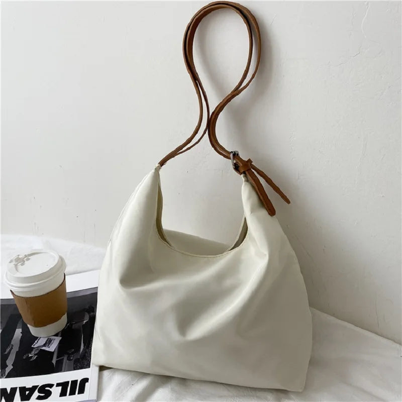 Women Large Size Nylon Crossbody Bag Vegan Plain Shoulder Purse