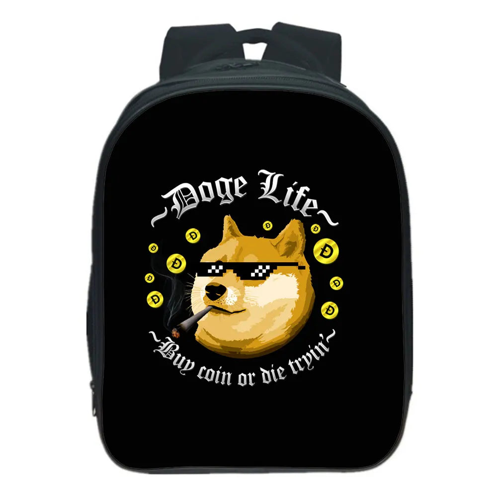 Dogecoin Backpack Cartoon Knapsack 13 Inch
