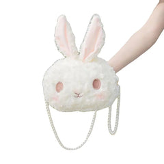 Lolita Mother Shoulder Bag Rabbit Plush Original Pearl Chain Messenger