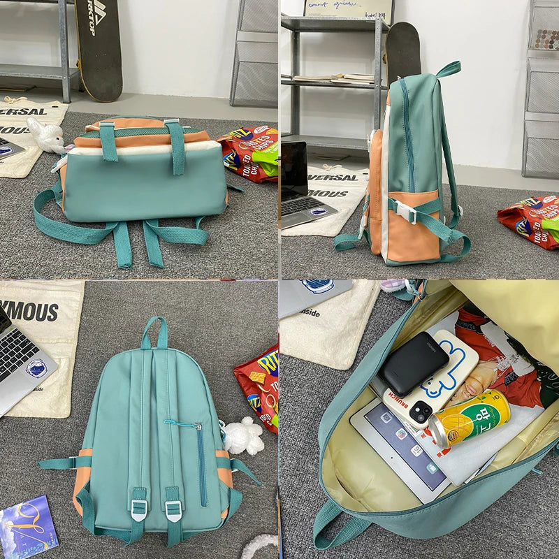 Double Pocket Teenage Girls Backpacks Large Capacity Women Shoulder Backpack